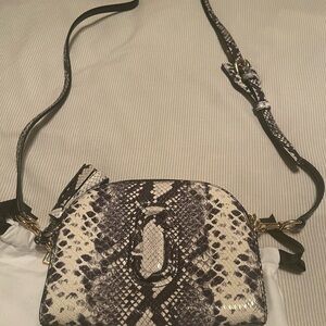 Marc Jacobs Black and Cream Crossbody Bag with Snakeskin Pattern